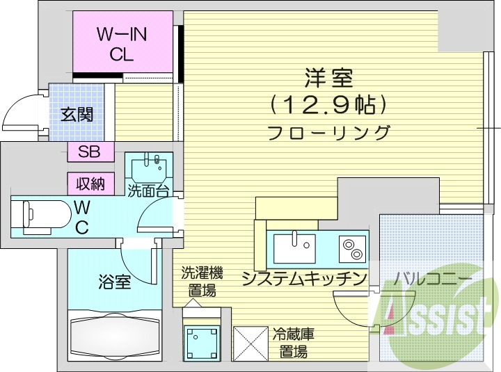 1R、オートロック、ネット使用料無料、都市ガス