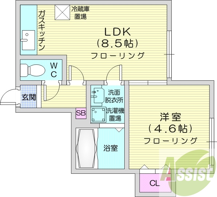 1LDK、エアコン、灯油暖房、モニタ付インターホン