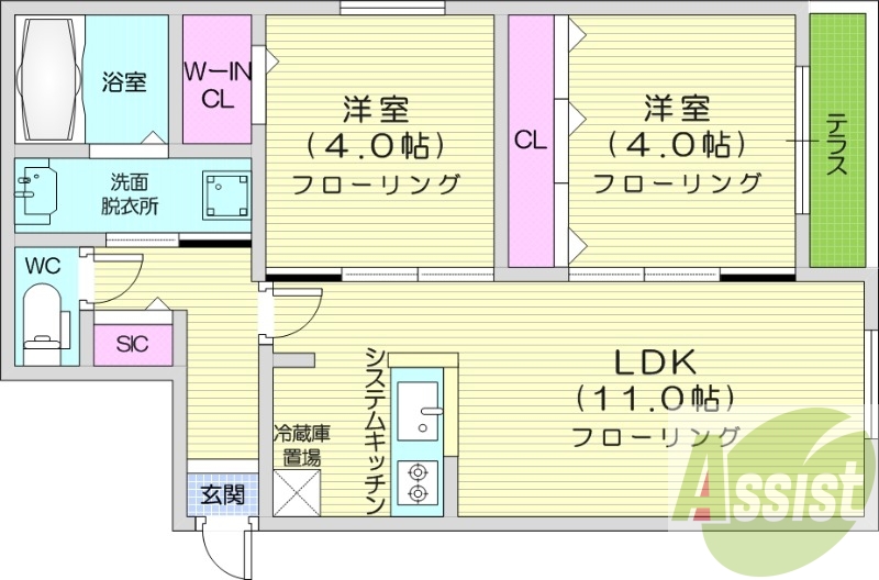 2ＬＤＫ、エアコン、ネット無料、ペット可