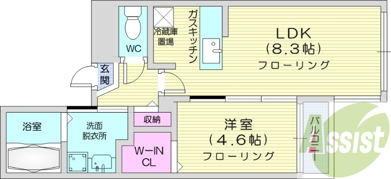 1LDK、オートロック、エアコン、シャワートイレ
