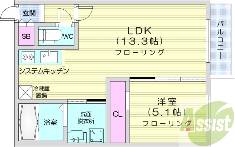 1LDK、エアコン、都市ガス、オートロック、追い焚き