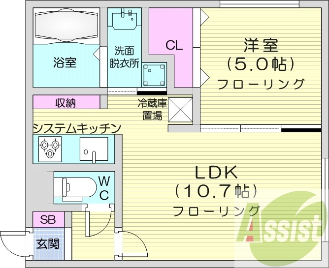 1LDK、エアコン、都市ガス、ペット可、ネット無料