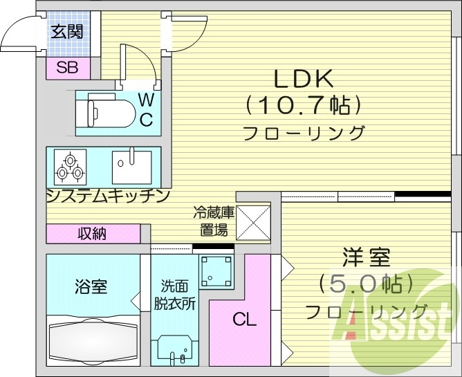 1LDK、エアコン、都市ガス、ペット可、ネット無料