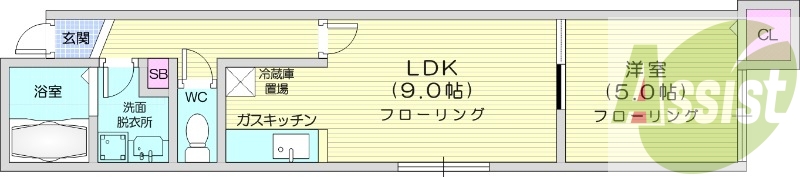 1LDK、灯油暖房、ロードヒーティング、ネット無料、収納