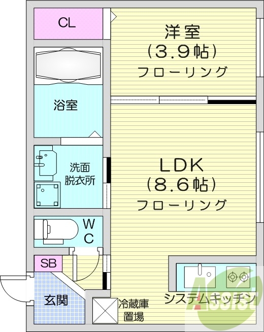 1ＬＤＫ、エアコン、ネット無料、システムキッチン