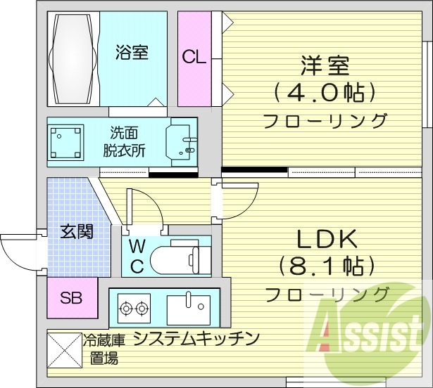 1ＬＤＫ、エアコン、ネット無料、システムキッチン
