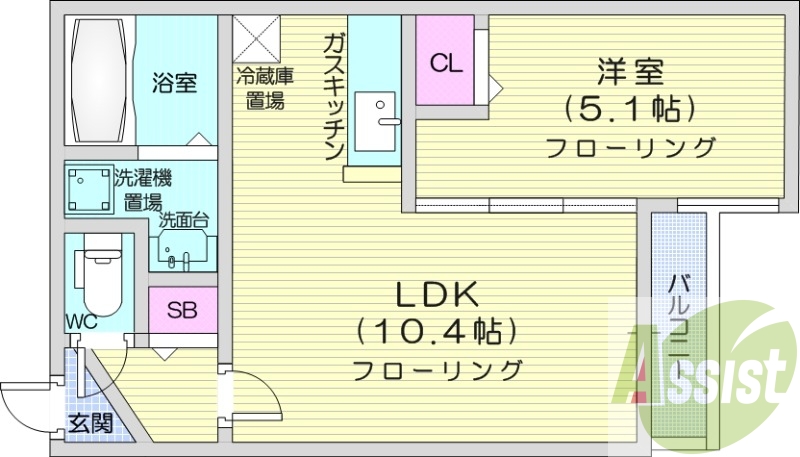 1LDK、エアコン、浴室乾燥機、シャワートイレ、独立洗面台