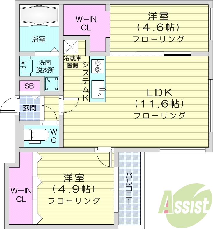 2LDK、エアコン、都市ガス、追い焚き