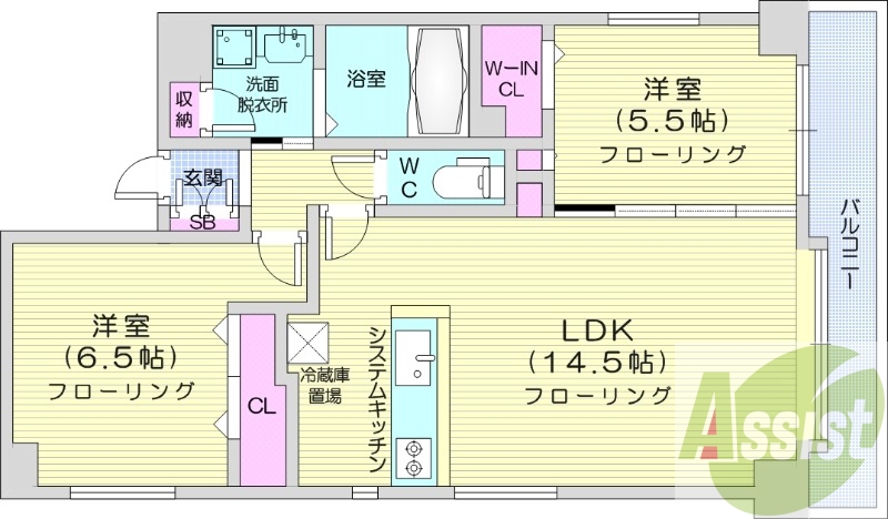 2LDK、追い焚き、オートロック、宅配ボックス