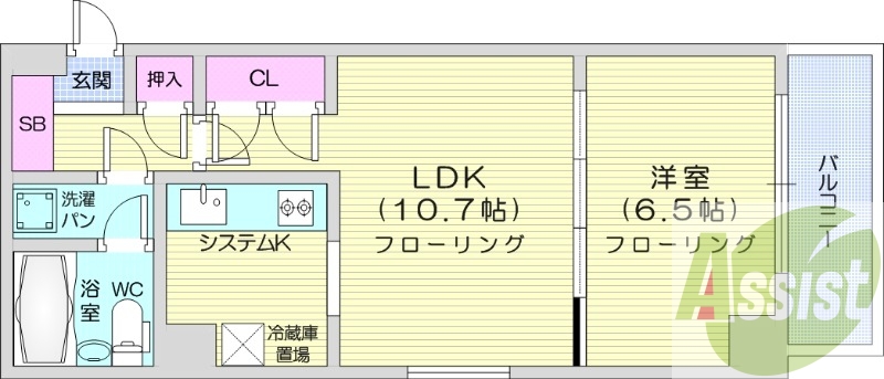 1LDK、都市ガス、分譲、オートロック
