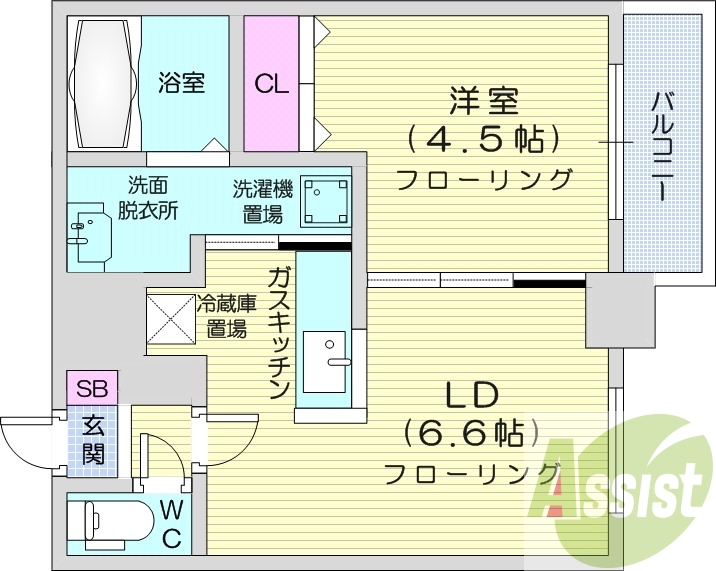 1LDK、クローゼット、モニター付きインターホン、独立洗面台