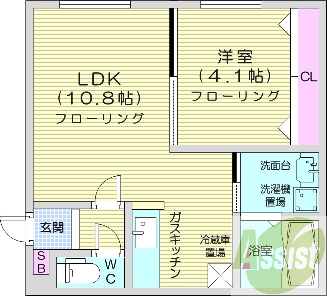 1LDK、灯油暖房、角部屋、ネット無料、収納