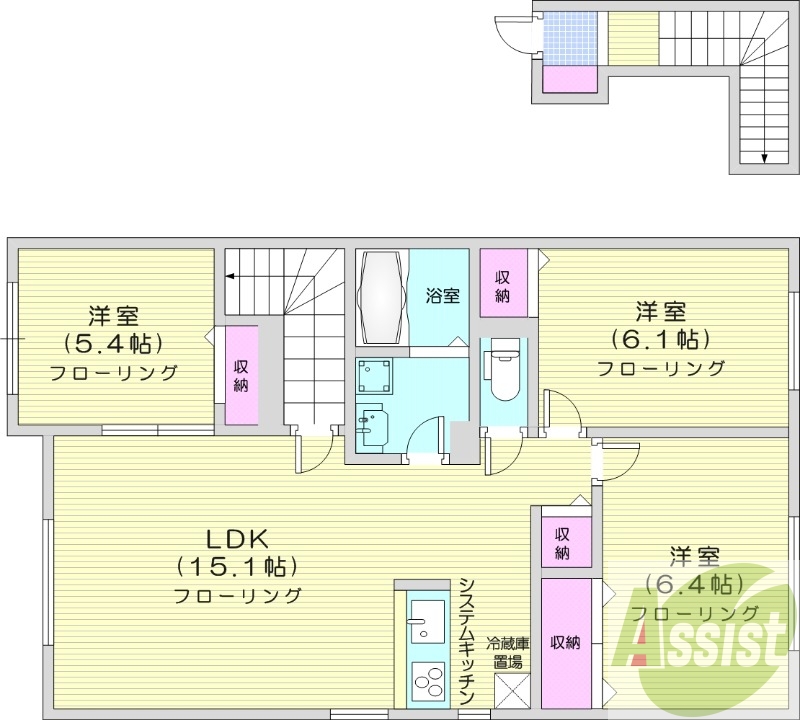 3LDK、オール電化、角部屋、最上階、トランクルーム