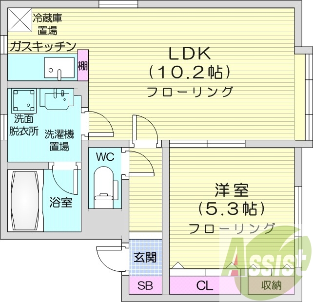 1LDK、トランクルーム、ネット無料、
