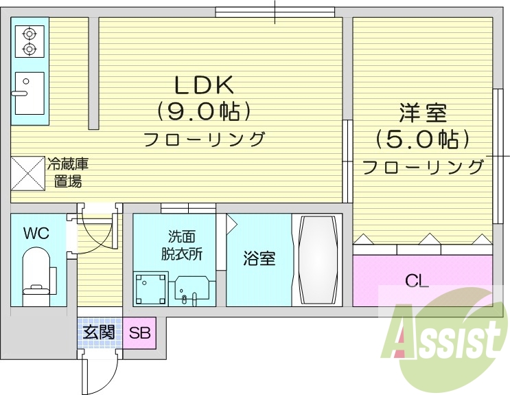 1LDK、角部屋、トランクルーム、インターネット無料