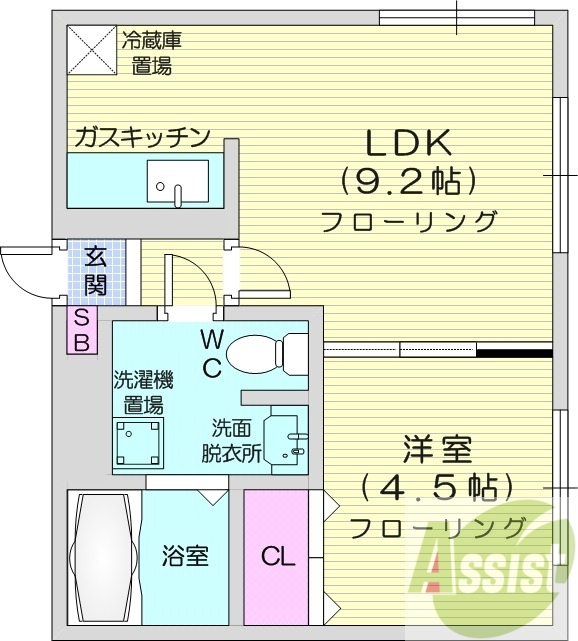 1LDK、エアコン、灯油暖房、トランクルーム