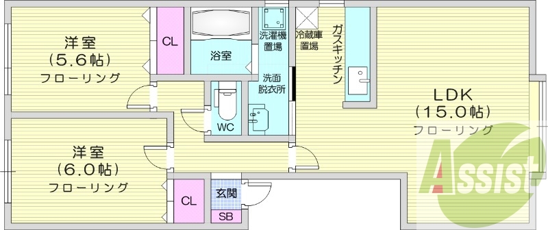 2LDK、灯油ボイラー、トランクルーム、一坪バス