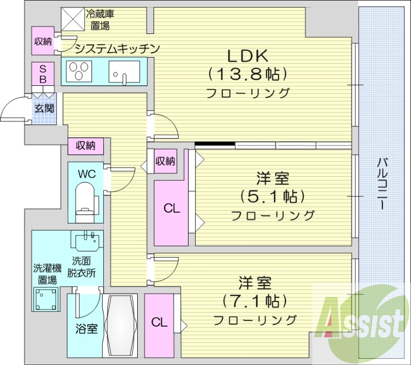 2LDK、オートロック、デザイナーズ、オール電化、IHコンロ
