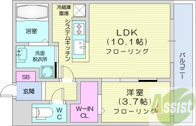 1ＬＤＫ、エアコン、ペット可、システムキッチン