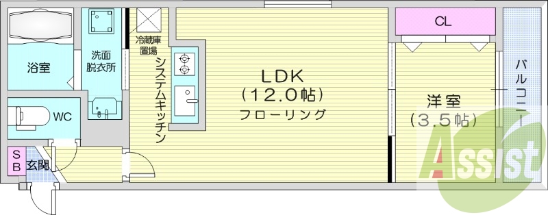 1ＬＤＫ、エアコン、ペット可、システムキッチン