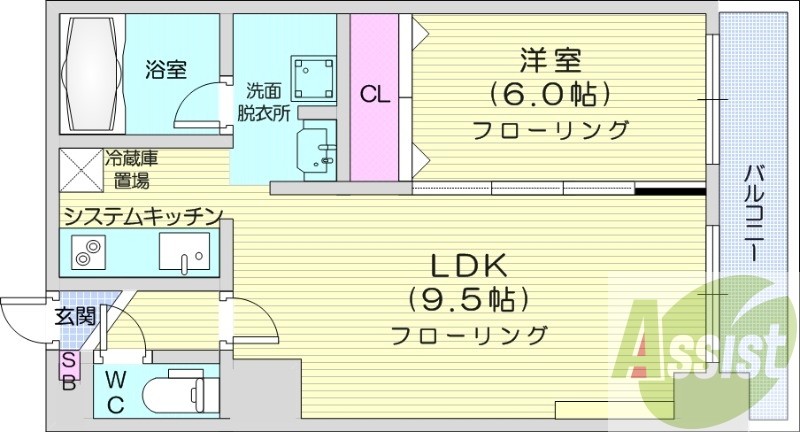 1LDK、エアコン、電気暖房、オートロック、宅配BOX