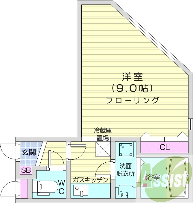 1K、浴室乾燥機、灯油暖房、オートロック