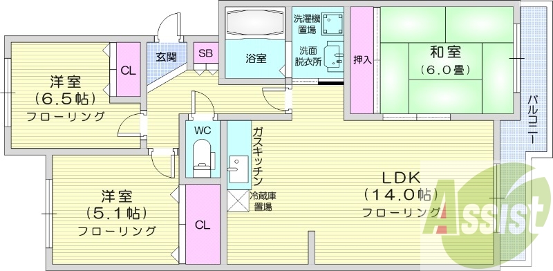3LDK、シャワートイレ、トランクルーム、モニターホン
