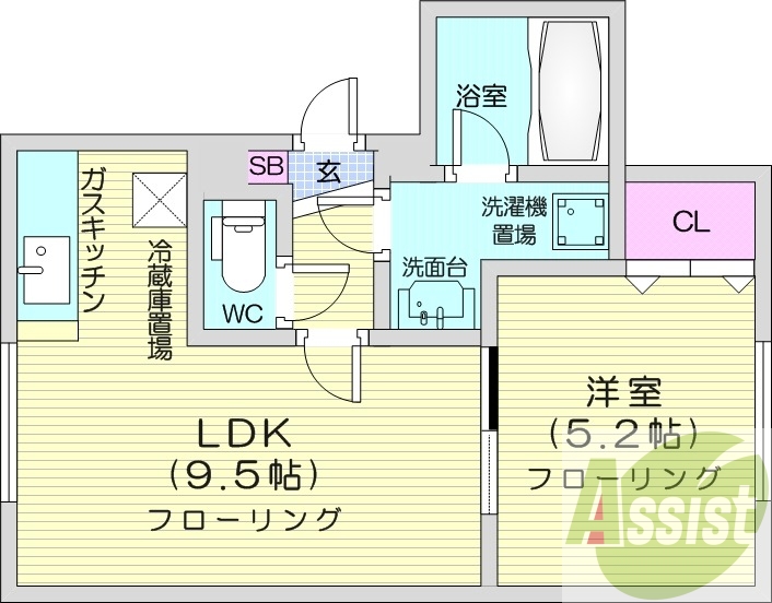 1LDK、エアコン、浴室乾燥機、TV付インターホン