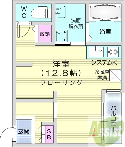 1K、エアコン、ネット無料、浴室乾燥、宅配BOX、バルコニー