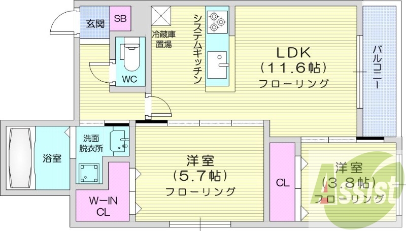 2ＬＤＫ、エアコン、都市ガス、ペット飼育可