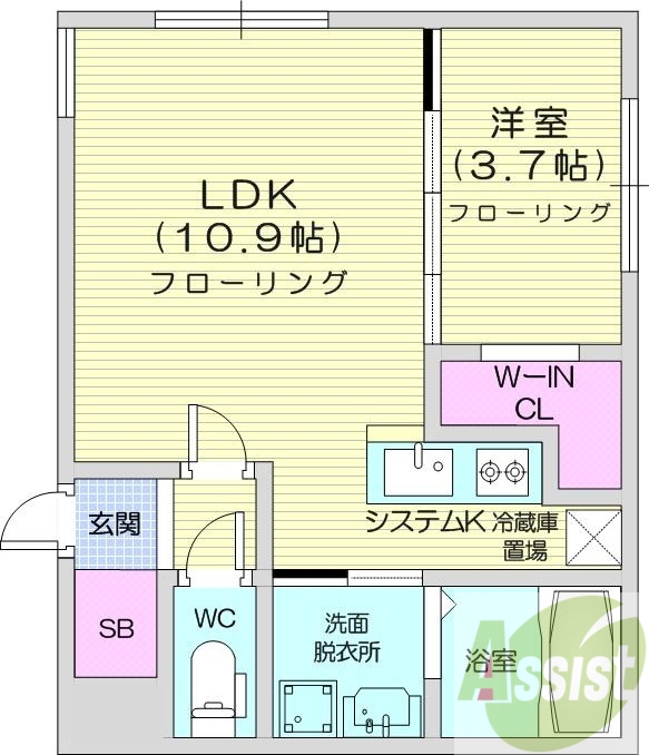 1ＬＤＫ、エアコン、都市ガス、ペット飼育可