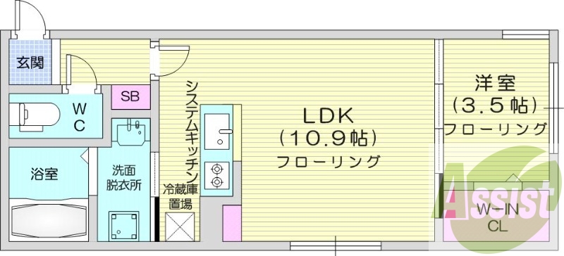 1ＬＤＫ、エアコン、都市ガス、ペット飼育可