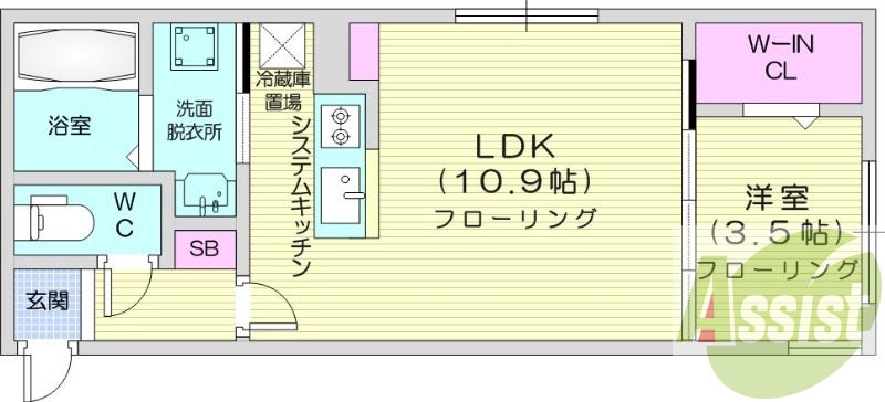1ＬＤＫ、エアコン、都市ガス、ペット飼育可