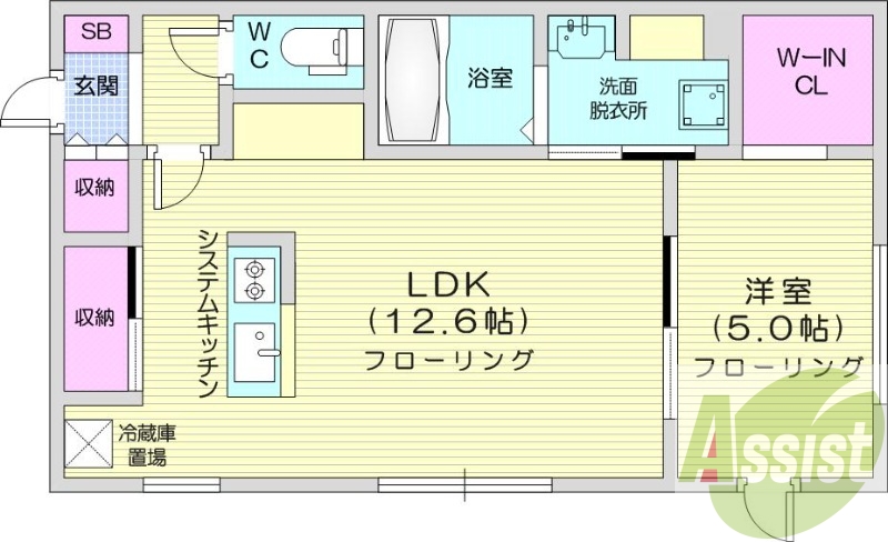 1LDK、エアコン、ペット可、システムキッチン