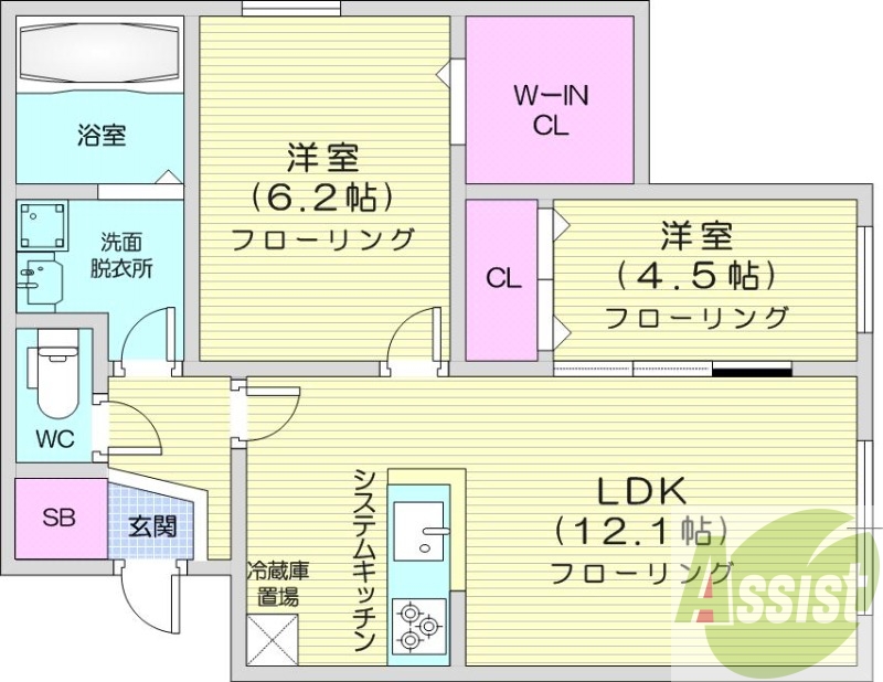 2ＬＤＫ、エアコン、ペット可、システムキッチン