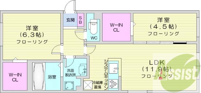 2ＬＤＫ、エアコン、ペット可、システムキッチン