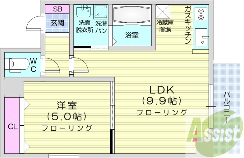 1LDK、4オートロック、独立洗面台、宅配BOX