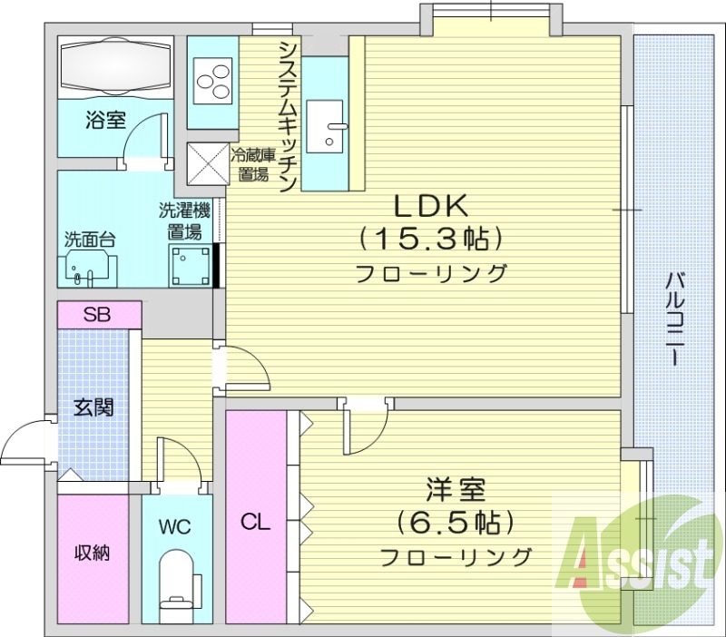 1LDK、オートロック、ペット可、ネット無料