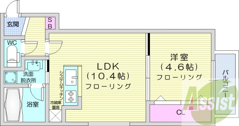 1LDK、エアコン、都市ガス、ウォークインクローゼット