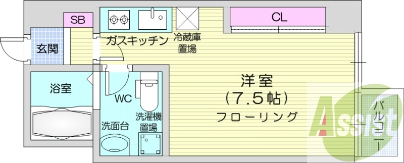 １R、バストイレ別、システムキッチン、TVインターホン