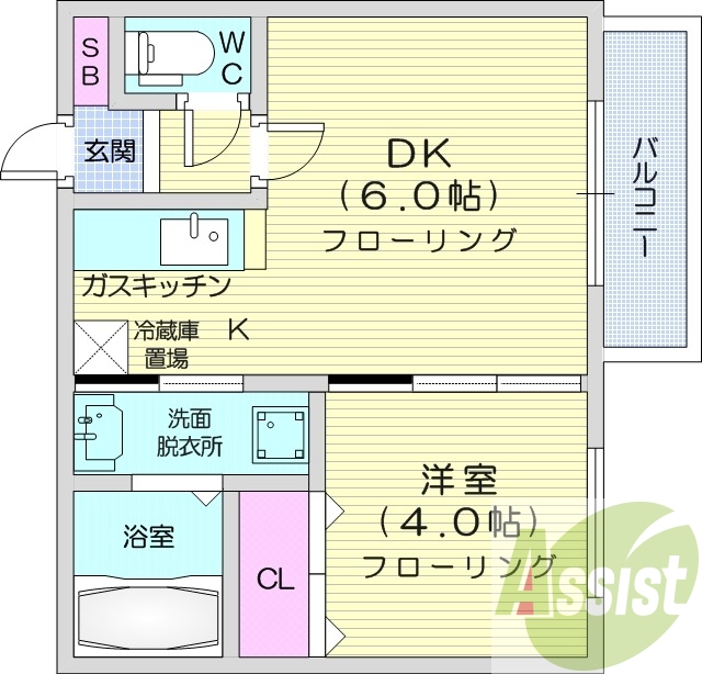 1LDK、エアコン、灯油暖房、バルコニー、宅配ボックス