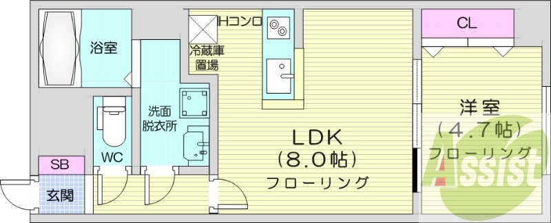 1LDK、オール電化、床暖房、シャンプードレッサー