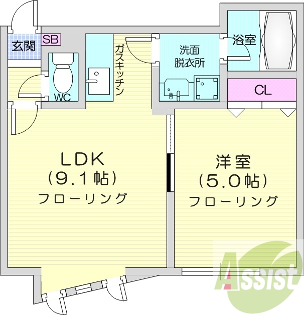 1LDK、インターネット無料、角部屋、トランクルーム