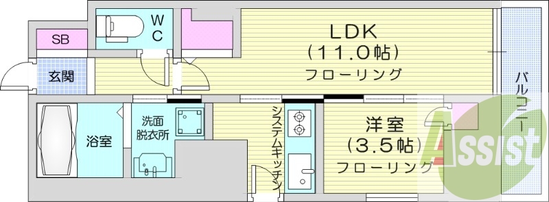 1LDK、追い炊き機能、宅配BOX、システムキッチン