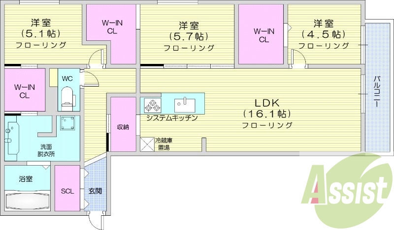 2SLDK、エアコン、都市ガス、ペット飼育可能