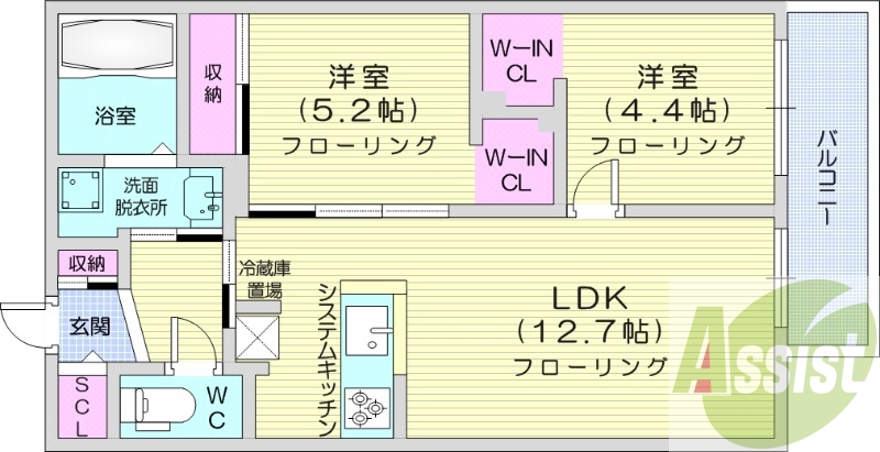 2LDK、エアコン、都市ガス、ペット飼育可能