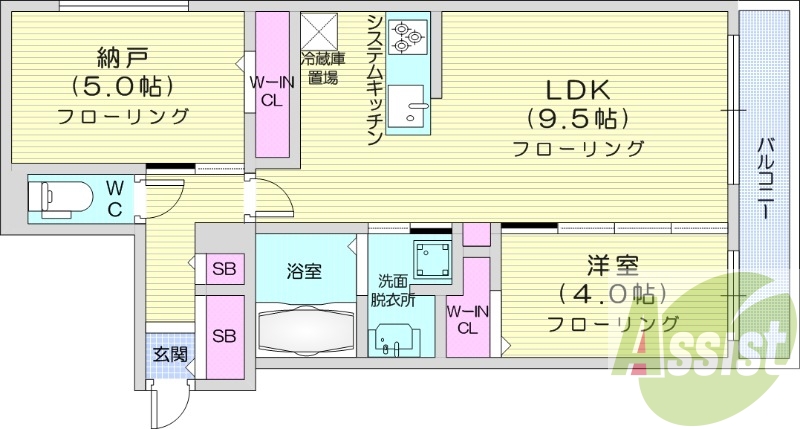 2LDK、エアコン、都市ガス、ネット無料