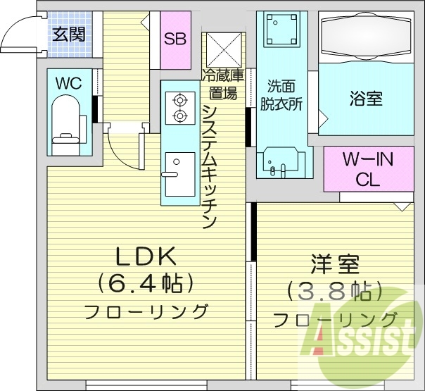 1LDK、エアコン、都市ガス、ネット無料