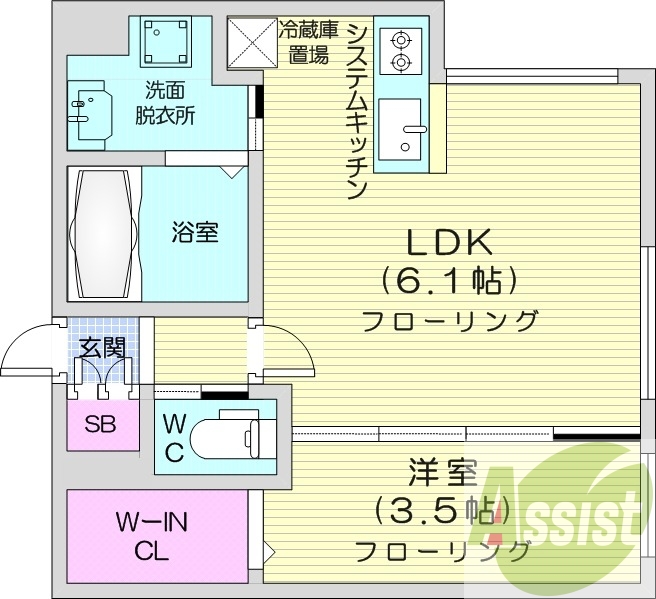 1LDK、エアコン、都市ガス、ネット無料