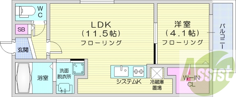 1LDK、エアコン、都市ガス、ペット飼育可